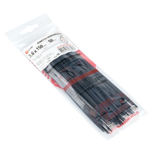 Хомут P6.6 стандартный (ч), 3.6x150 (50шт) FlexLock