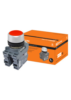 Кнопка с фиксацией MP2-20R в сборе d22мм 1з+1р красная TDM