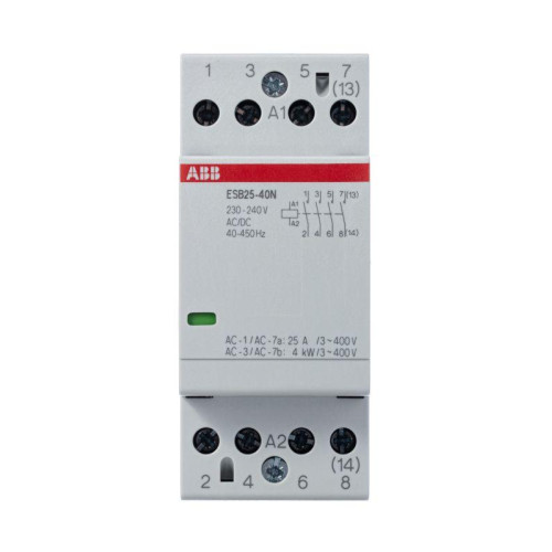 Контактор ESB25-40N-06 модульный (25А АС-1 4НО) катушка 230В AC/DC ABB 1SAE231111R0640 Контактор ESB25-40N-06 модульный (25А АС-1 4НО) катушка 230В AC/DC ABB 1SAE231111R0640