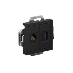 ATLASDESIGN РОЗЕТКА двойная HDMI+RJ45, кат. 5е, механизм, КАРБОН