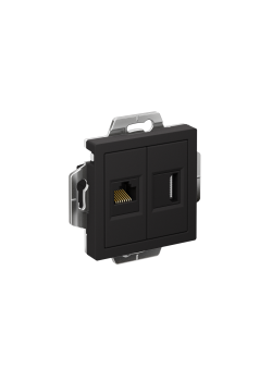 ATLASDESIGN РОЗЕТКА двойная HDMI+RJ45, кат. 5е, механизм, КАРБОН