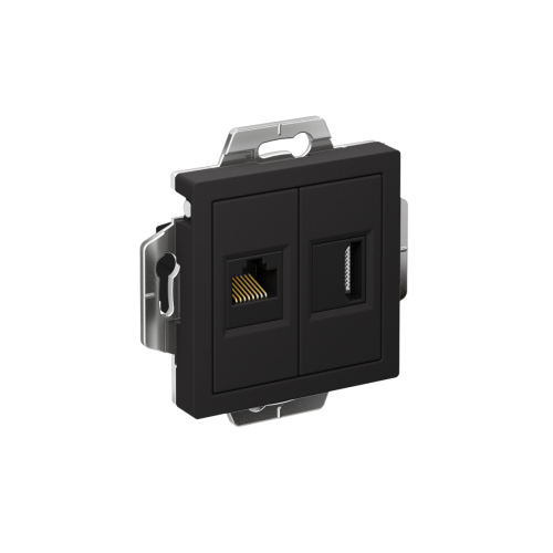 ATLASDESIGN РОЗЕТКА двойная HDMI+RJ45, кат. 5е, механизм, КАРБОН
