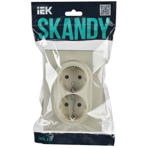 SKANDY Розетка 2-местная с заземлением с защитными шторками 16А в сборе SK-R07B бежевый IEK SKANDY Розетка 2-местная с заземлением с защитными шторками 16А в сборе SK-R07B бежевый IEK