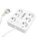 Удлинитель 6-местный c/з 3x1 мм2, 3 м, 250В, 10А, 4USB+2Type-C 2,4А, серия Home plus, белый STEKKER HM09-66-02 Удлинитель 6-местный c/з 3x1 мм2, 3 м, 250В, 10А, 4USB+2Type-C 2,4А, серия Home plus, белый STEKKER HM09-66-02