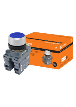 Кнопка с фиксацией MP2-20L в сборе d22мм 1з+1р синяя TDM