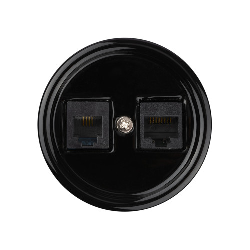 Розетка телефонная RJ11 + компьютерная RJ45 черная «Болонь» TDM Розетка телефонная RJ11 + компьютерная RJ45 черная «Болонь» TDM