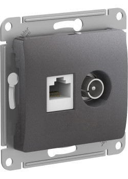 GLOSSA РОЗЕТКА двойная ТВ + компьютерная RJ45 кат. 5e, механизм, ГРАФИТ
