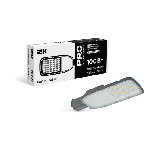 Светильник светодиодный консольный ДКУ 1004-100Ш 3000К IP65 серый IEK