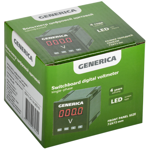 Вольтметр цифровой щитовой однофазный DO RS-485 96х96мм LED GENERICA Вольтметр цифровой щитовой однофазный DO RS-485 96х96мм LED GENERICA