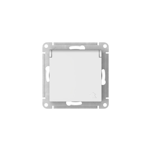 ATLASDESIGN РОЗЕТКА с заземлением со шторками с крышкой,16А,IP20, мех.,быстрозажим. клем., БЕЛЫЙ