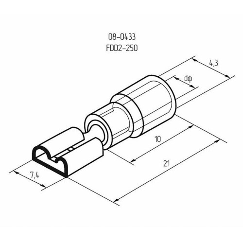 Клемма плоская изол. (гнездо) (VF 2-250) REXANT 08-0433 Клемма плоская изол. (гнездо) (VF 2-250) REXANT 08-0433