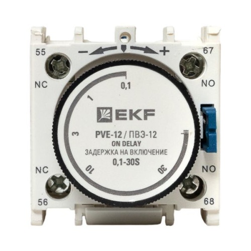 Приставка выдержки времени включения ПВЭ-12 0,1-30сек 1NO+1NC EKF Приставка выдержки времени включения ПВЭ-12 0,1-30сек 1NO+1NC EKF