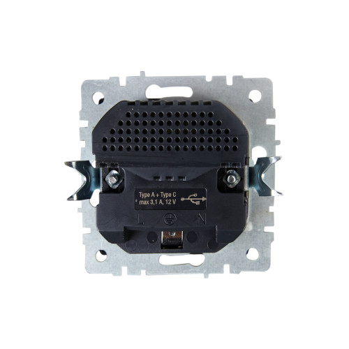 BRITE Розетка 1-местная с заземлением с защитными шторками 16А с USB A+C 18Вт РЮш11-1-БрМ маренго IEK