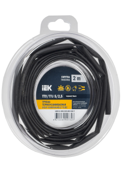 Трубка термоусадочная ТТУ нг-LS 5/2,5 черная (2м/упак) IEK
