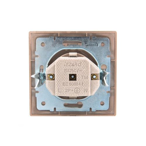 Розетка 1-м СП Mira 16А IP20 с заземл. со вставкой керамика свет. корич. перламутр. LEZARD 701-3131-122 Розетка 1-м СП Mira 16А IP20 с заземл. со вставкой керамика свет. корич. перламутр. LEZARD 701-3131-122