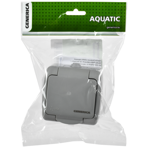 AQUATIC Розетка 1-местная с заземлением и крышкой для открытой установки 16А IP54 РСш12-2-А GENERICA AQUATIC Розетка 1-местная с заземлением и крышкой для открытой установки 16А IP54 РСш12-2-А GENERICA