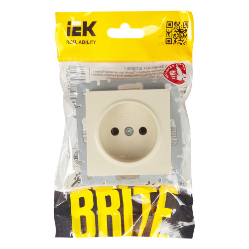 BRITE Розетка 1-местная без заземления без защитных шторок 10А РС10-1-0-БрКр бежевый IEK BRITE Розетка 1-местная без заземления без защитных шторок 10А РС10-1-0-БрКр бежевый IEK