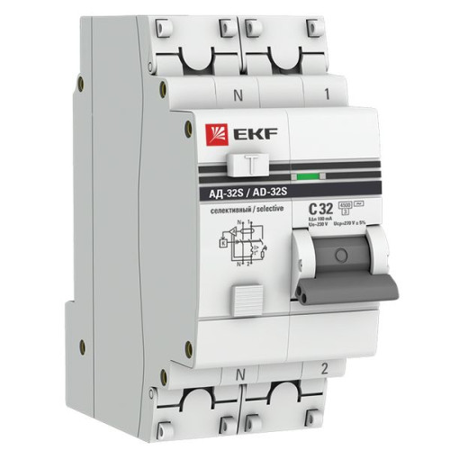 АВДТ АД-32 1P+N (S) 32А х-ка C 100мА тип АС эл. 4,5кА PROXIMA EKF