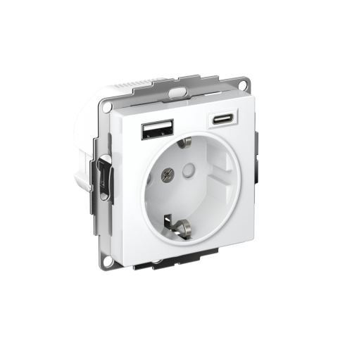 ATLASDESIGN РОЗЕТКА 16А с 2 USB A+C, 5В/2,4А/3,0А, 2х5В/1,5А, механизм, ЛОТОС
