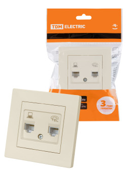 Розетка телефонная RJ11 + компьютерная RJ45 сл. кость 