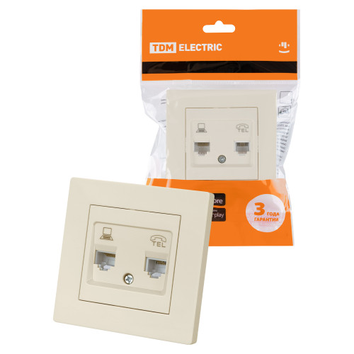 Розетка телефонная RJ11 + компьютерная RJ45 сл. кость 