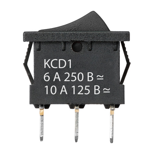 Выключатель клавишный KCD1-102 250В AC/DC, 1P, 6А, (3с), ON-ON, черный, Mini TDM Выключатель клавишный KCD1-102 250В AC/DC, 1P, 6А, (3с), ON-ON, черный, Mini TDM