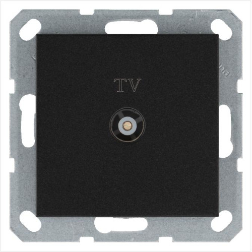 Розетка телевизионная оконечная TV Ф9.5мм механизм антрацит Jasmart G6001B