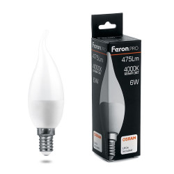 Лампа светодиодная Feron.PRO LB-1306 Свеча E14 6W 175-265V 4000K