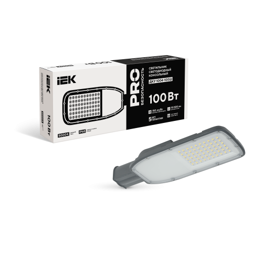 Светильник светодиодный консольный ДКУ 1004-100Ш 5000К IP65 серый IEK