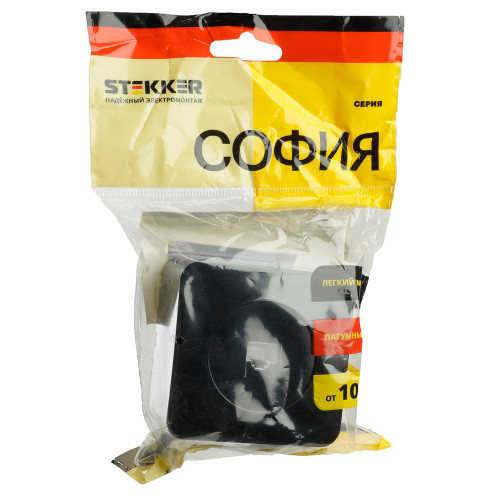 Розетка RJ-45 открытой установки, 1-местная, STEKKER, серия София, черный, MST00-20-02 Розетка RJ-45 открытой установки, 1-местная, STEKKER, серия София, черный, MST00-20-02