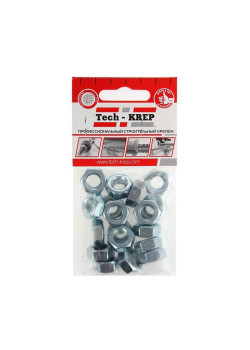 Гайка шестигранная М10 DIN 934 цинк. пакет (уп.18шт) Tech-Krep 103027