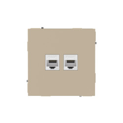 Компьютерная розетка RJ-45 без шторки, кат.5е двойная, KANT, ванильный марципан