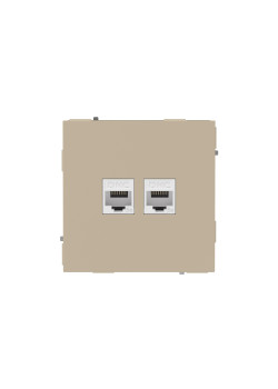 Компьютерная розетка RJ-45 без шторки, кат.5е двойная, KANT, ванильный марципан