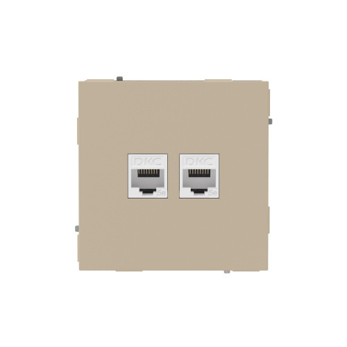 Компьютерная розетка RJ-45 без шторки, кат.5е двойная, KANT, ванильный марципан