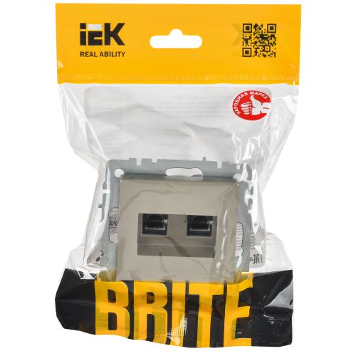 BRITE Розетка компьютерная двойная RJ45 кат.6 РК11-2-БрШ шампань IEK BRITE Розетка компьютерная двойная RJ45 кат.6 РК11-2-БрШ шампань IEK