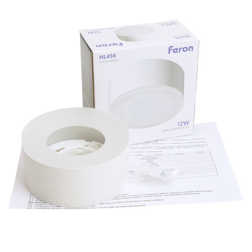 Светильник потолочный Feron HL456 12W, 230V, GX53, белый Светильник потолочный Feron HL456 12W, 230V, GX53, белый