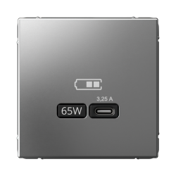 ARTGALLERY USB РОЗЕТКА тип-С 65Вт высокоскор.заряд. QC, PD, механизм, СТАЛЬ