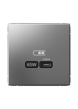 ARTGALLERY USB РОЗЕТКА тип-С 65Вт высокоскор.заряд. QC, PD, механизм, СТАЛЬ