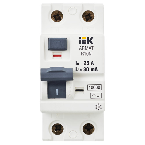 ARMAT Выключатель дифференциального тока R10N 2P 25А 30мА тип AC IEK ARMAT Выключатель дифференциального тока R10N 2P 25А 30мА тип AC IEK