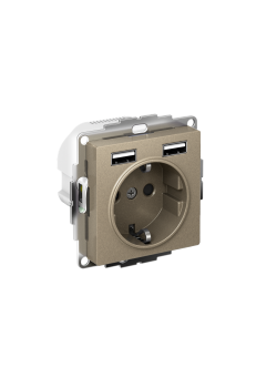 ATLASDESIGN РОЗЕТКА 16А c 2 USB A+A, 5В/2,4А, 2х5В/1,2А, механизм, ШАМПАНЬ