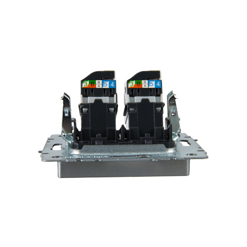BRITE Розетка компьютерная двойная RJ45 кат.5E РК10-2-БрА алюминий IEK BRITE Розетка компьютерная двойная RJ45 кат.5E РК10-2-БрА алюминий IEK