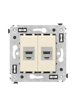 Компьютерная розетка RJ-45 без шторки в стену, кат.5e двойная экранированная, Avanti, ванильная дымка