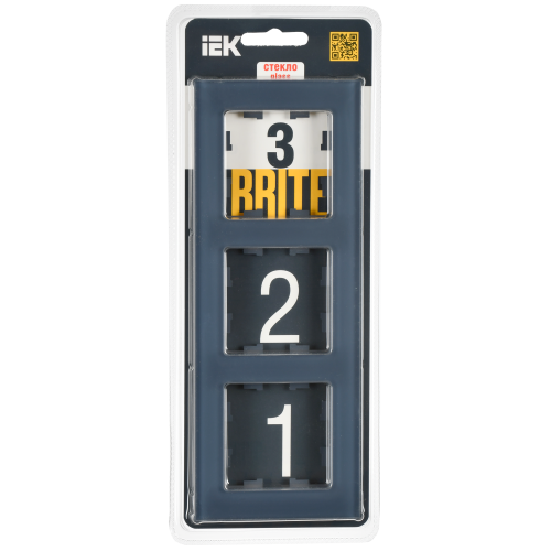 BRITE Рамка 3-местная РУ-3-2-Бр стекло маренго матовый IEK BRITE Рамка 3-местная РУ-3-2-Бр стекло маренго матовый IEK