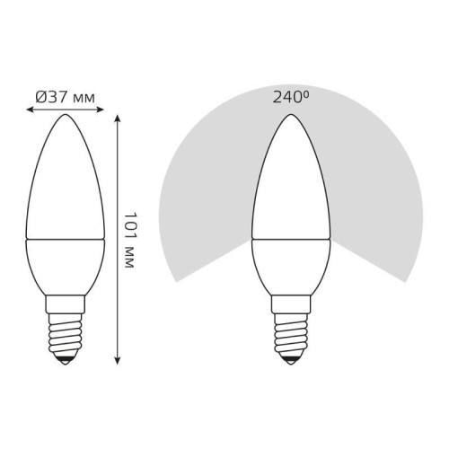 Лампа светодиодная Black 7Вт свеча 3000К тепл. бел. E14 520лм шаг. диммир. GAUSS 103101107-S Лампа светодиодная Black 7Вт свеча 3000К тепл. бел. E14 520лм шаг. диммир. GAUSS 103101107-S