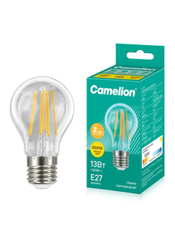 Лампа светодиодная филаментная LED13-A60-FL/830/E27 12Вт 220В Camelion 13716