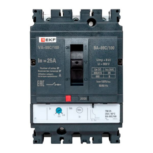 ВА-99C 100/25А 3P 35кА с термомагнитным расцепителем EKF
