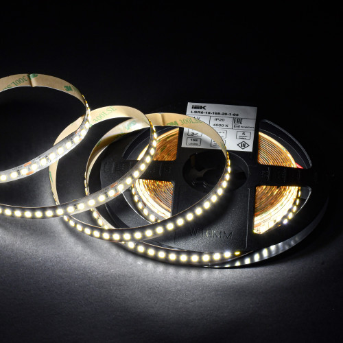 Лента светодиодная 5м SMD2835 168LED/м 14Вт/м IP20 ширина 10мм 24В нейтральный белый IEK