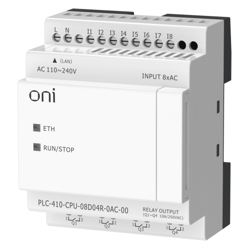 ПЛК 410 Модуль ЦПУ 8 DI 4 RO 220В AC с Ethernet портом без экрана ONI ПЛК 410 Модуль ЦПУ 8 DI 4 RO 220В AC с Ethernet портом без экрана ONI