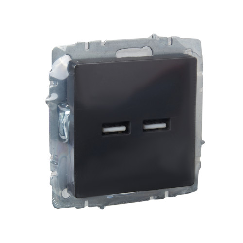 BRITE Розетка USB A+A 5В 3,1А РЮ10-1-БрГ графит IEK