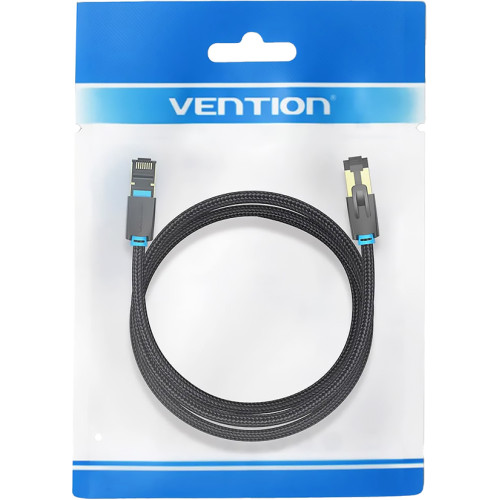 Патч-корд Vention прямой SFTP cat.8 RJ45 - 8м. Черный Тканевая оплетка